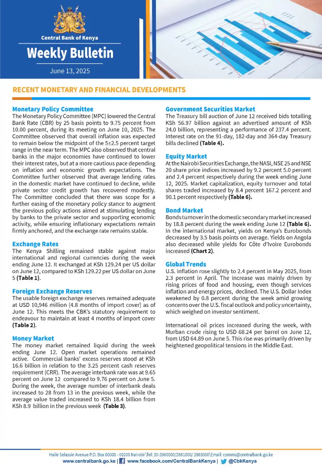 Image from Central Bank of Kenya: The Central Bank of Kenya publishes a Weekly Bulletin, outlining recen...