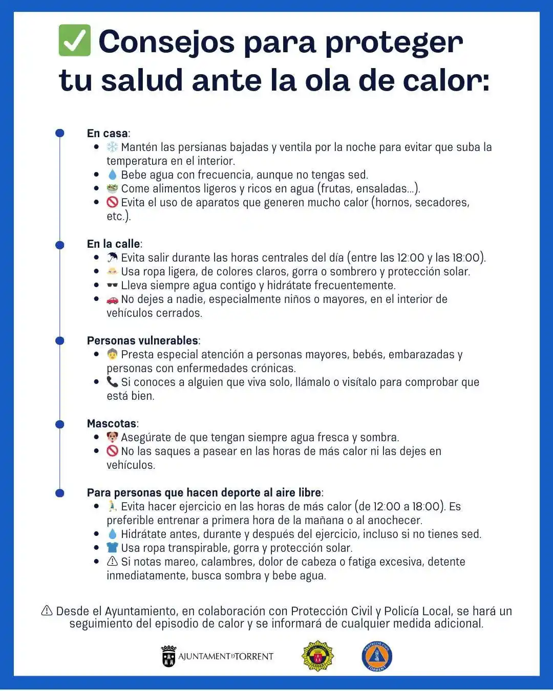 Image from AJUNTAMENT DE TORRENT: 🌡️ Tras la Nota Informativa de AEMET sobre un episodio de temperatura...