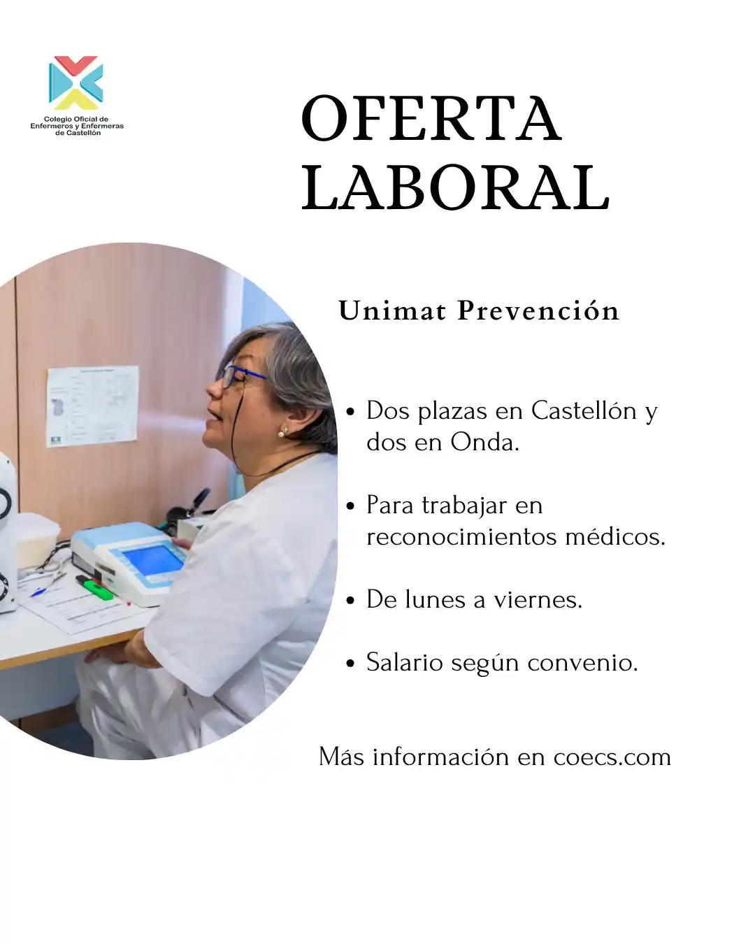 Image from Colegio Oficial de Enfermeros y Enfermeras de Castellón: 🩺Unimat Prevención actualiza sus ofertas laborales para Castellón y O...
