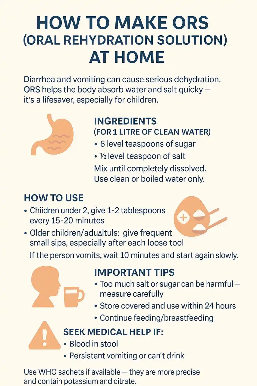 Image from Hannah's Health Hub: 💡When ORS sachets aren't available, you can save a life with just sal...