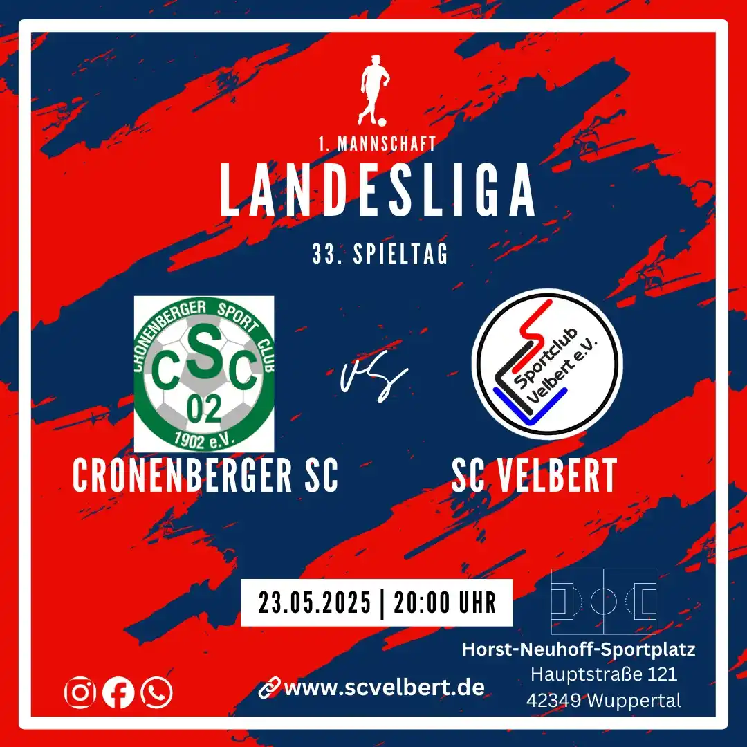 Image from SC Velbert : *📢 33. Spieltag: Cronenberger SC – SC Velbert 📢* Freitag, 23.05. – ...