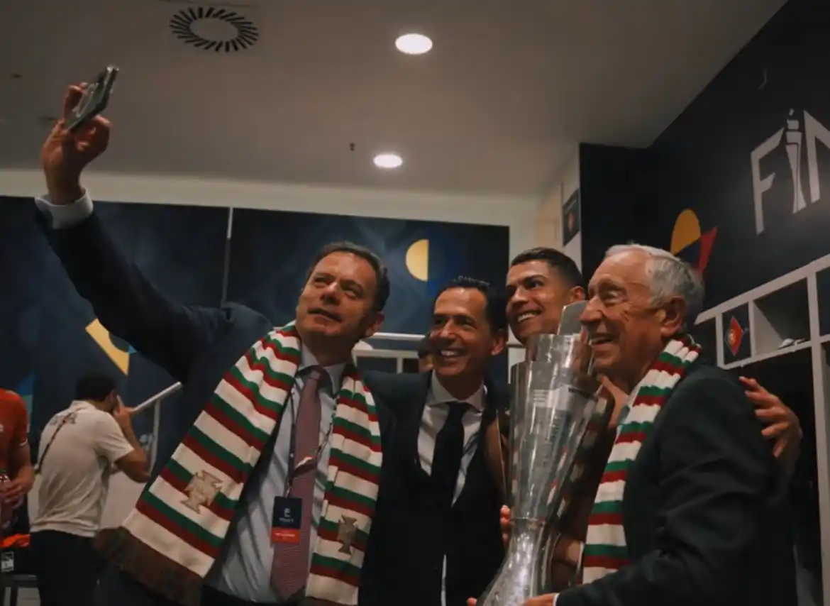 Image from Cristiano Realm: A powerful moment captured:   Cristiano Ronaldo standing with Portugal...