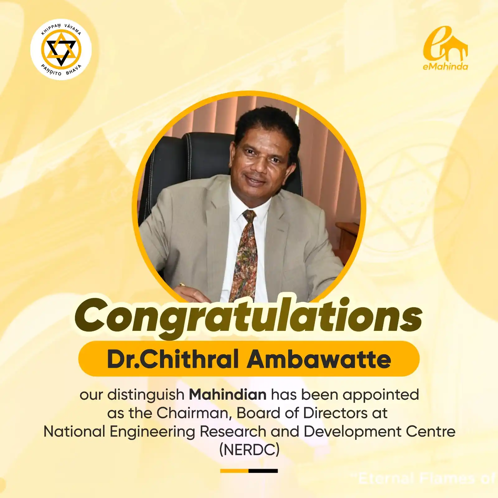 Image from Mahinda College: A proud alumnus of Mahinda College, Dr.Chithral Ambawatte has been app...