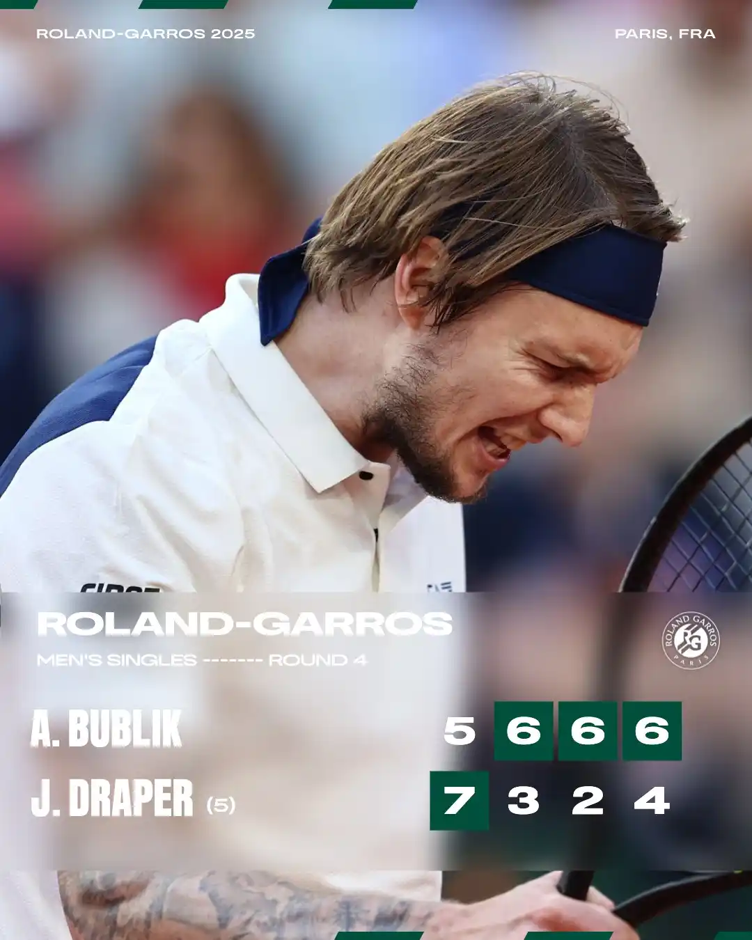 Image from Roland-Garros: Alexander Bublik had the right cards in hand to defeat Jack Draper 🃏...