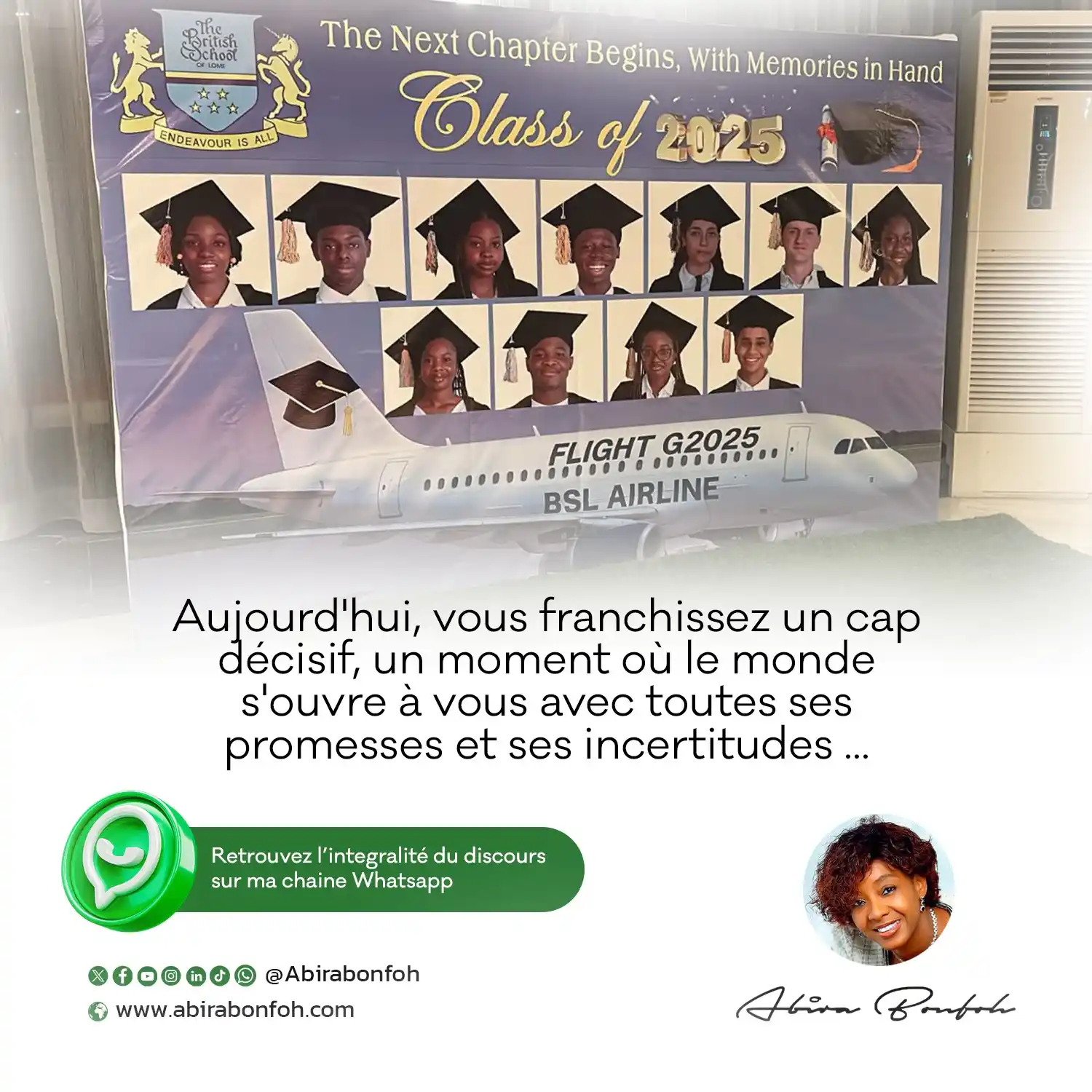Image from Abira Bonfoh: Alors, je vous encourage à poursuivre vos rêves avec détermination, à ...