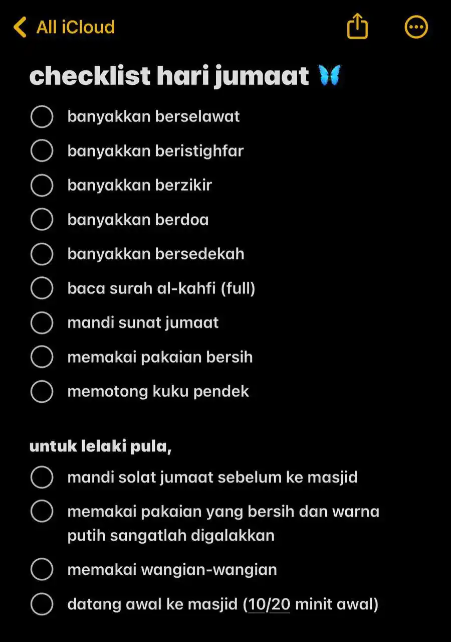 Image from πππππππππππ
πππ π²πΎπ΅πΈ: checklist hari Jumaat ποΈ jika tak mampu buat semua , jangan tinggal ...