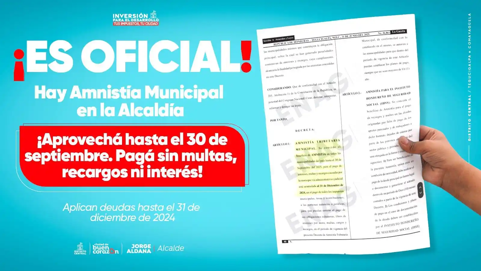 Image from La Alcaldía al Día : ¡Con el período de Amnistía vigente, tenés la oportunidad de cumplir t...