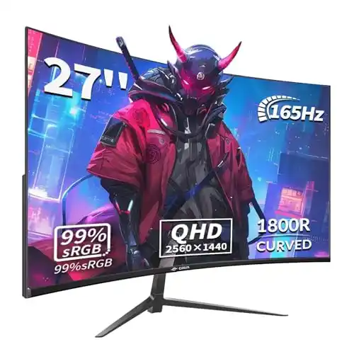 Image from Pirate Deals Angebote | Preisfehler, Schnäppchen, Rabatte & Freebies: CRUA Gaming-Monitor 27 Zoll 2K 165Hz|144HZ Curved, QHD 1440P 1800R PC-...