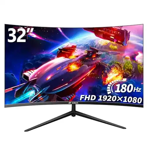 Image from Pirate Deals Angebote | Preisfehler, Schnäppchen, Rabatte & Freebies: CRUA Gaming Monitor 32 Zoll 180Hz,165Hz 1K,1500R Rahmenloses Curved Mo...