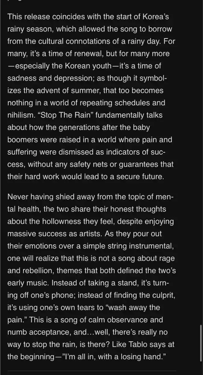 Image from DAILY BTS INFO⁷: ° 📰 Genius Korea menobatkan ‘Stop The Rain’ oleh Tablo x RM sebagai ...