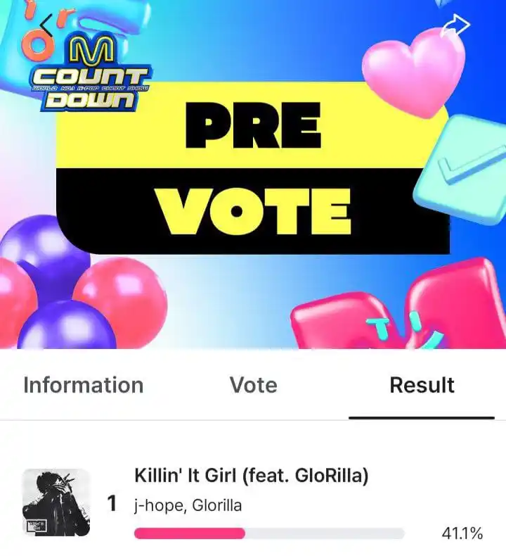 Image from DAILY BTS INFO⁷: °🗳️ 🔔M COUNTDOWN PRE-VOTE "Killin' It Girl" by j-hope is nominated...
