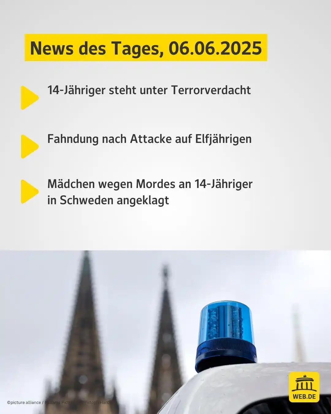 Image from WEB.DE News: ▶️ Die Polizei ermittelt offenbar gegen einen 14-jährigen Schüler wege...