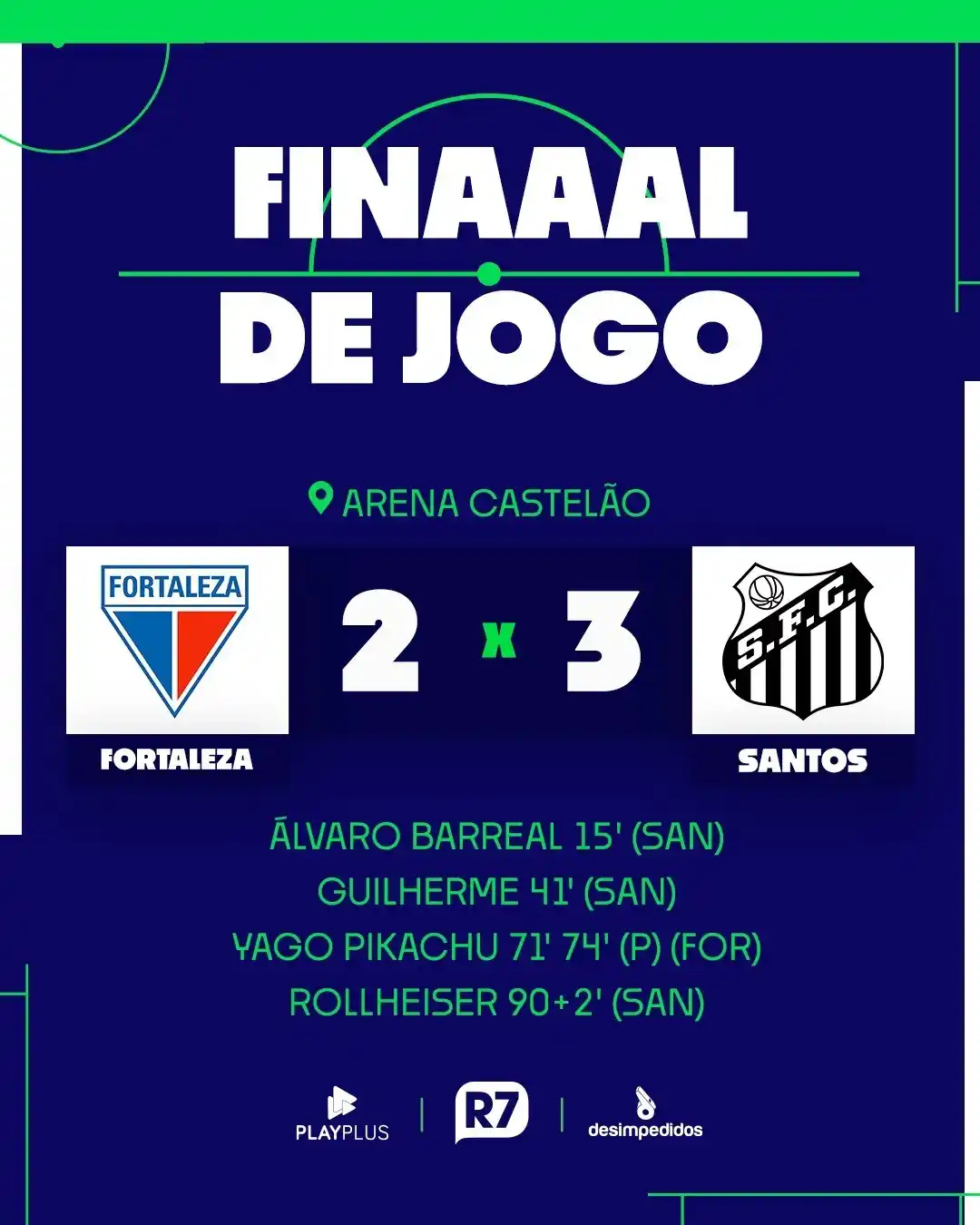 Image from Portal R7: ELETRIZANTE! 🤯 Em partida marcada por reviravoltas, o *Santos abriu ...