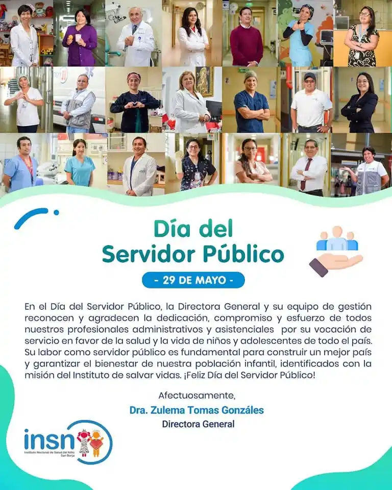 Image from Biblioteca INSN San Borja: "¡Feliz Día del Servidor Público!  Hoy queremos reconocer y agradecer ...