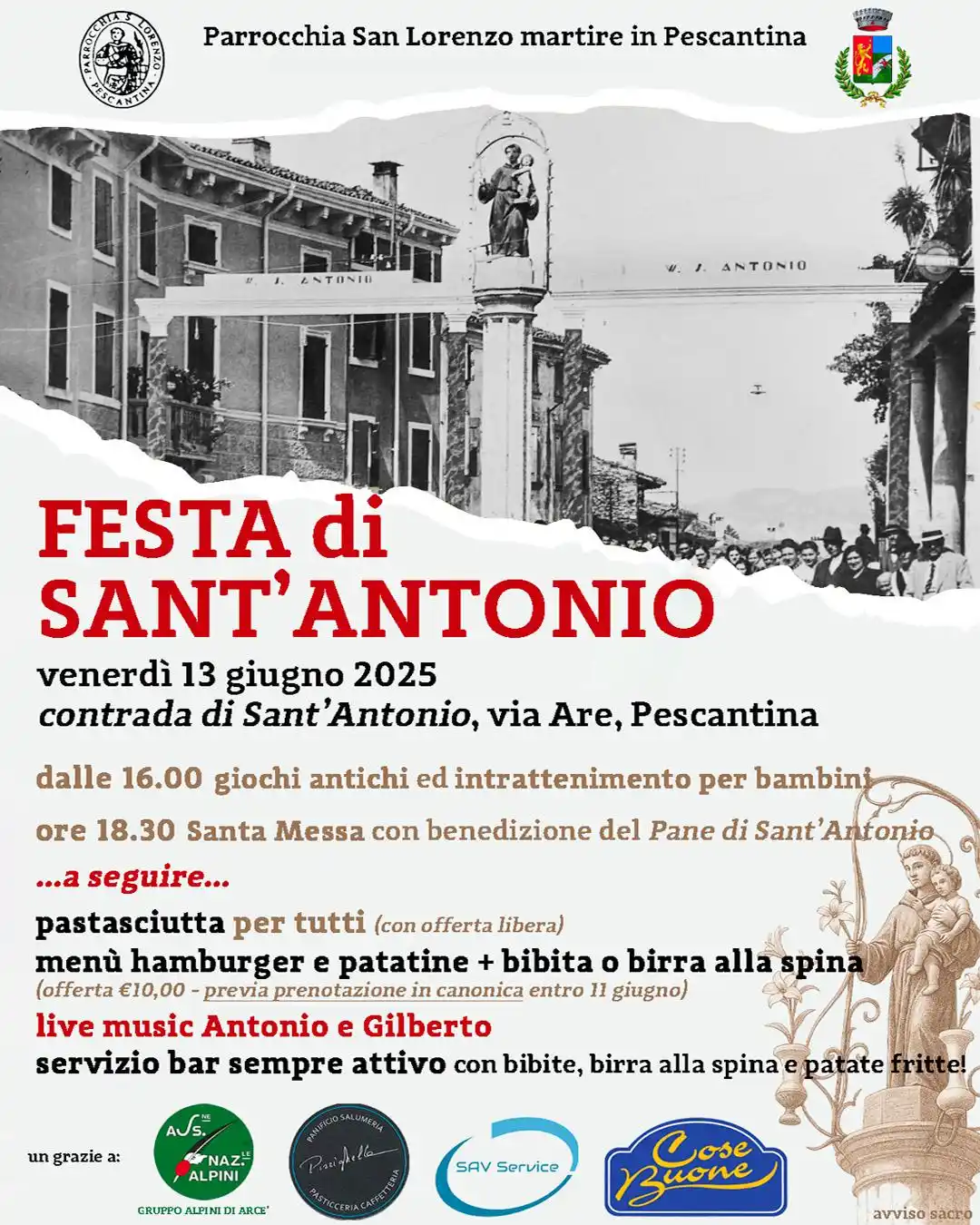 Image from Parrocchia di Pescantina: *Festa di Sant’Antonio* Vi aspettiamo oggi a partire dalle ore 16:00 p...