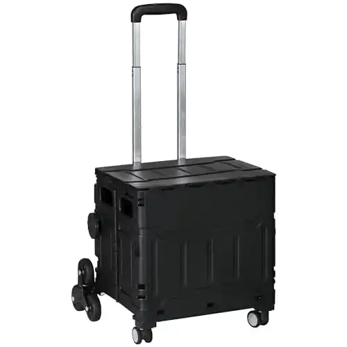Image from Pirate Deals Angebote | Preisfehler, Schnäppchen, Rabatte & Freebies: HOMCOM Einkaufstrolley Klappbar, Einkaufswagen mit Verstellbarem Teles...