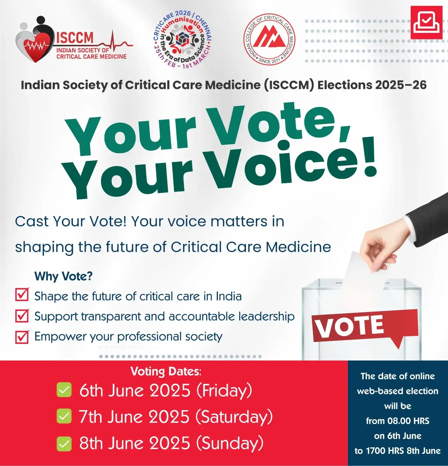 Image from ISCCM Connect: *Indian Society of Critical Care Medicine (ISCCM) Elections 2025-26* ...