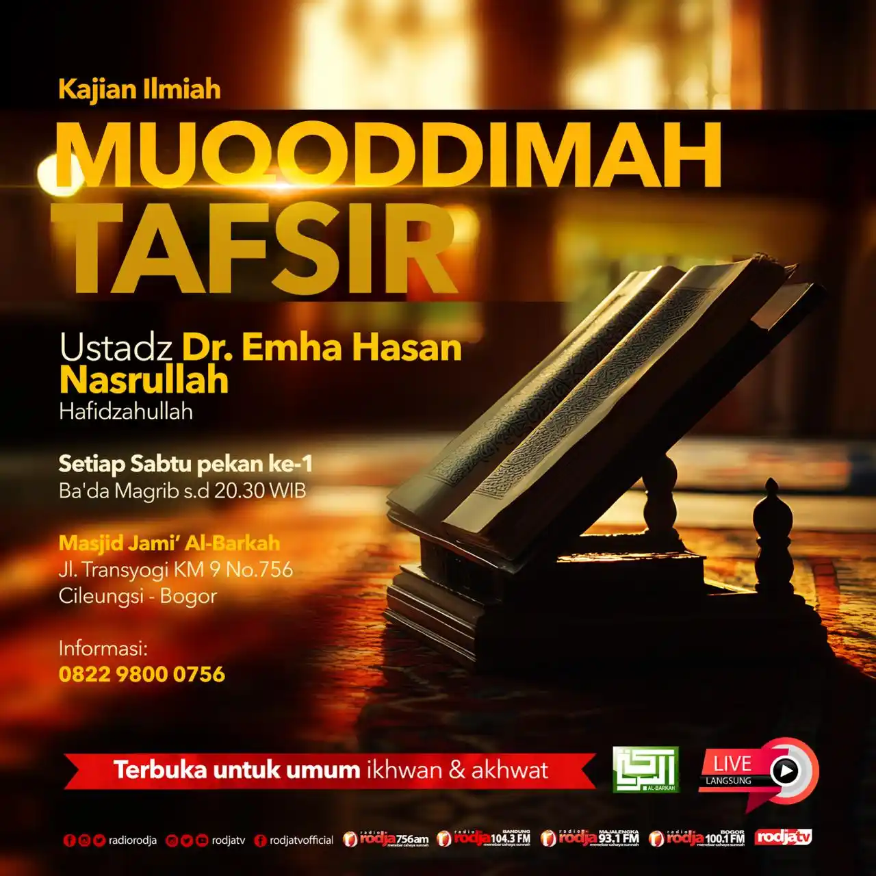Image from Masjid Al-Barkah Cileungsi Rodja: insyaAllah malam ini ba'da magrib kembali akan dilaksanakan kajian ber...