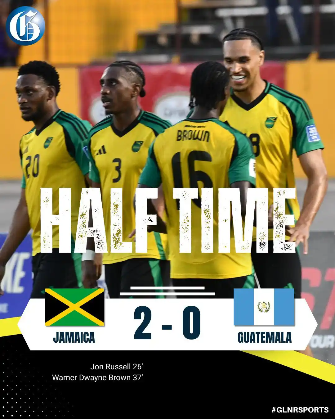 Image from The Gleaner Company (Media) Limited: Jamaica’s Reggae Boyz take the lead into the second half of Tuesday’s ...