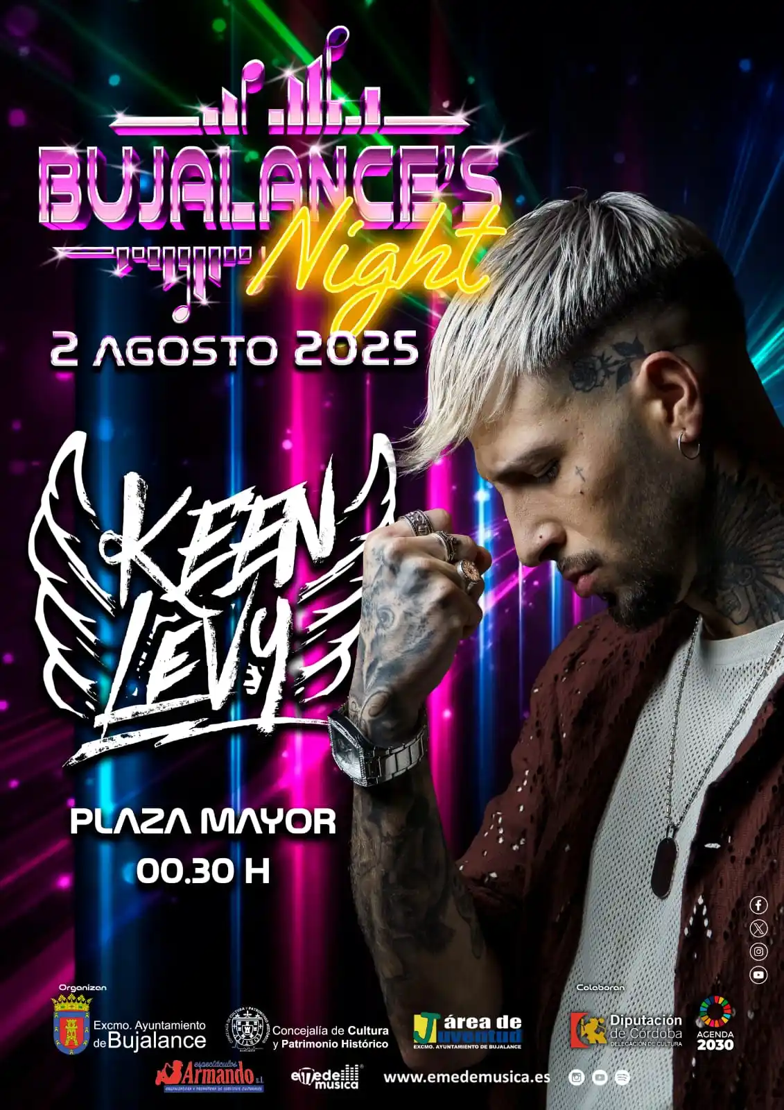 Image from Ayuntamiento de Bujalance: 🎧 KEEN LEVY – Plaza Mayor 🔥 ¡Prepárate para encender la noche! 🗓 2...
