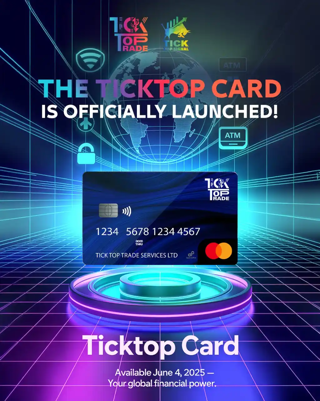 Image from المحلل المالي والتقني عبدالرحمن الاصفر: 🎉 خبر سار لكل المتداولين والمستثمرين حول العالم بطاقة TickTop Card أص...