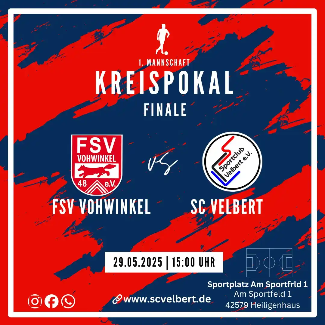 Image from SC Velbert : *🏆 Kreispokalfinale: FSV Vohwinkel – SC Velbert* 📅 Donnerstag, 29.0...