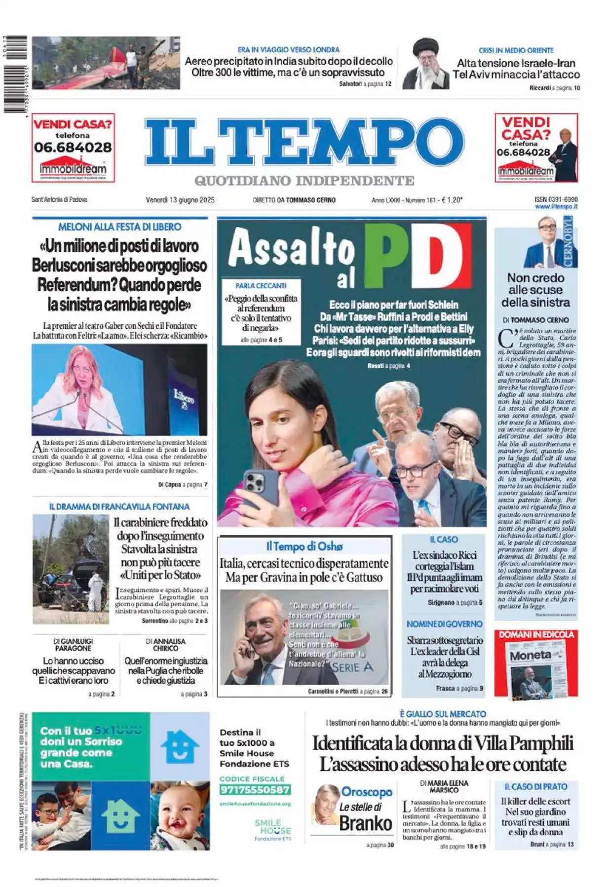 Image from Quotidiano Il Tempo: 🗞️ *La prima pagina del Tempo in edicola oggi:*  📌 Assalto al Pd: ec...