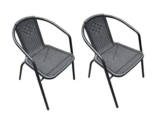 Image from Pirate Deals Angebote | Preisfehler, Schnäppchen, Rabatte & Freebies: LC Garden »Garvista« 2er Stuhl Set Bistrostuhl Stapelstuhl in schwarz,...