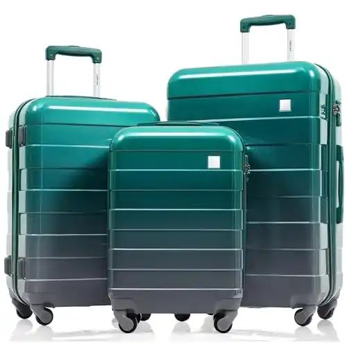 Image from Pirate Deals Angebote | Preisfehler, Schnäppchen, Rabatte & Freebies: Merax 3 Teiliges Hartschalen Kofferset mit Dreirädern Handgepäck Pirαt...