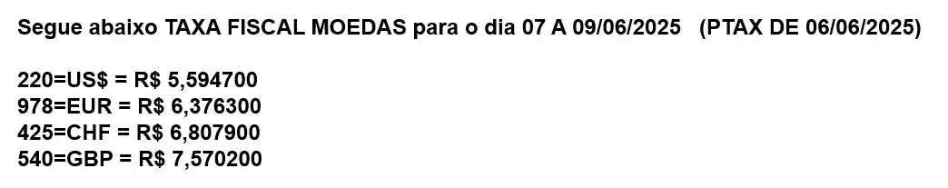 Image from PORTO DE SANTOS - NOTÍCIAS: Moeda Fiscal e a PTAX de hoje, 09/6....