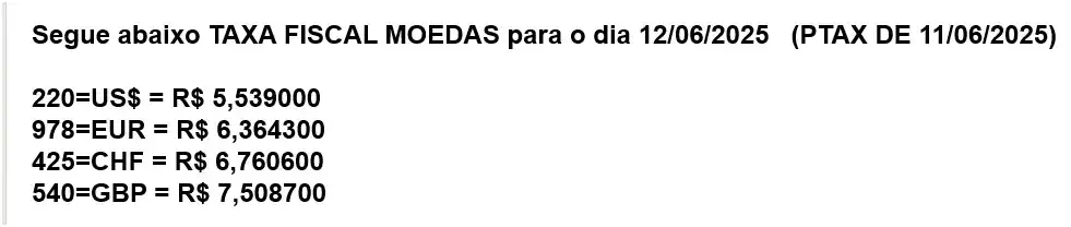 Image from PORTO DE SANTOS - NOTÍCIAS: Moeda Fiscal e a PTAX de hoje 12/6....