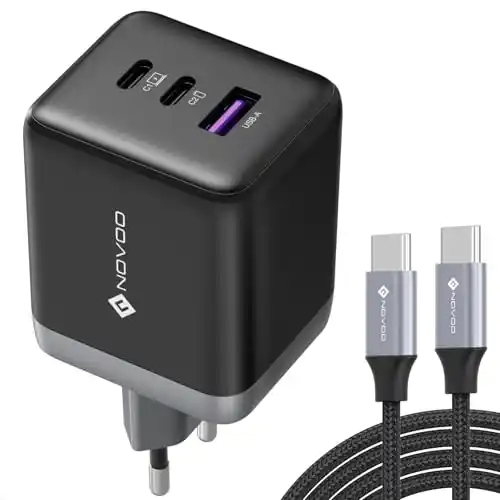 Image from Pirate Deals Angebote | Preisfehler, Schnäppchen, Rabatte & Freebies: NOVOO 100W USB C Ladegerät GaN Ⅲ 3-Port USB C Netzteil Schnellladegerä...