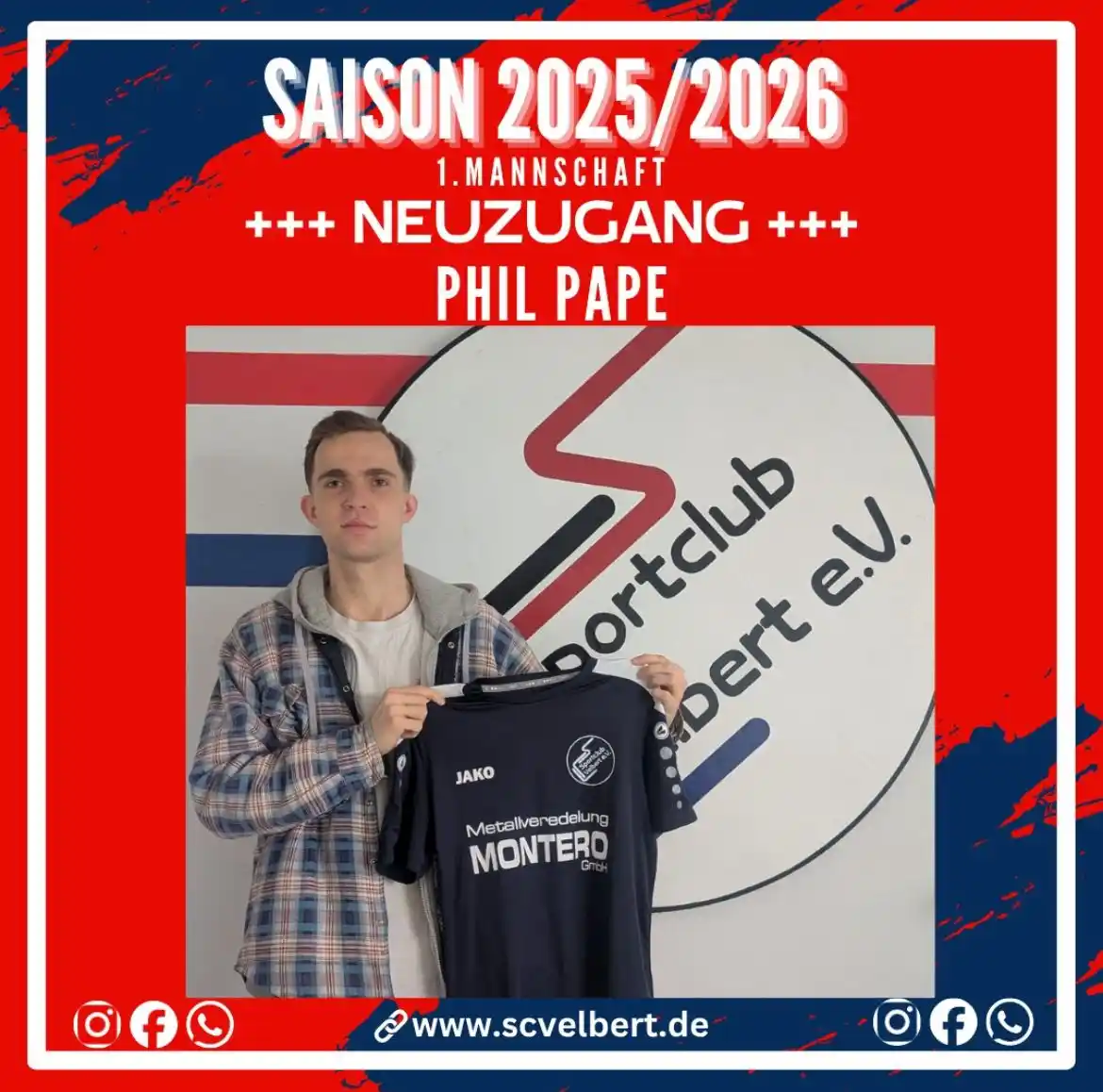 Image from SC Velbert : *🔴⚪ OFFICIAL: Phil Pape kehrt zurück zum SC Velbert! ✅✍️* Mit Phil Pa...