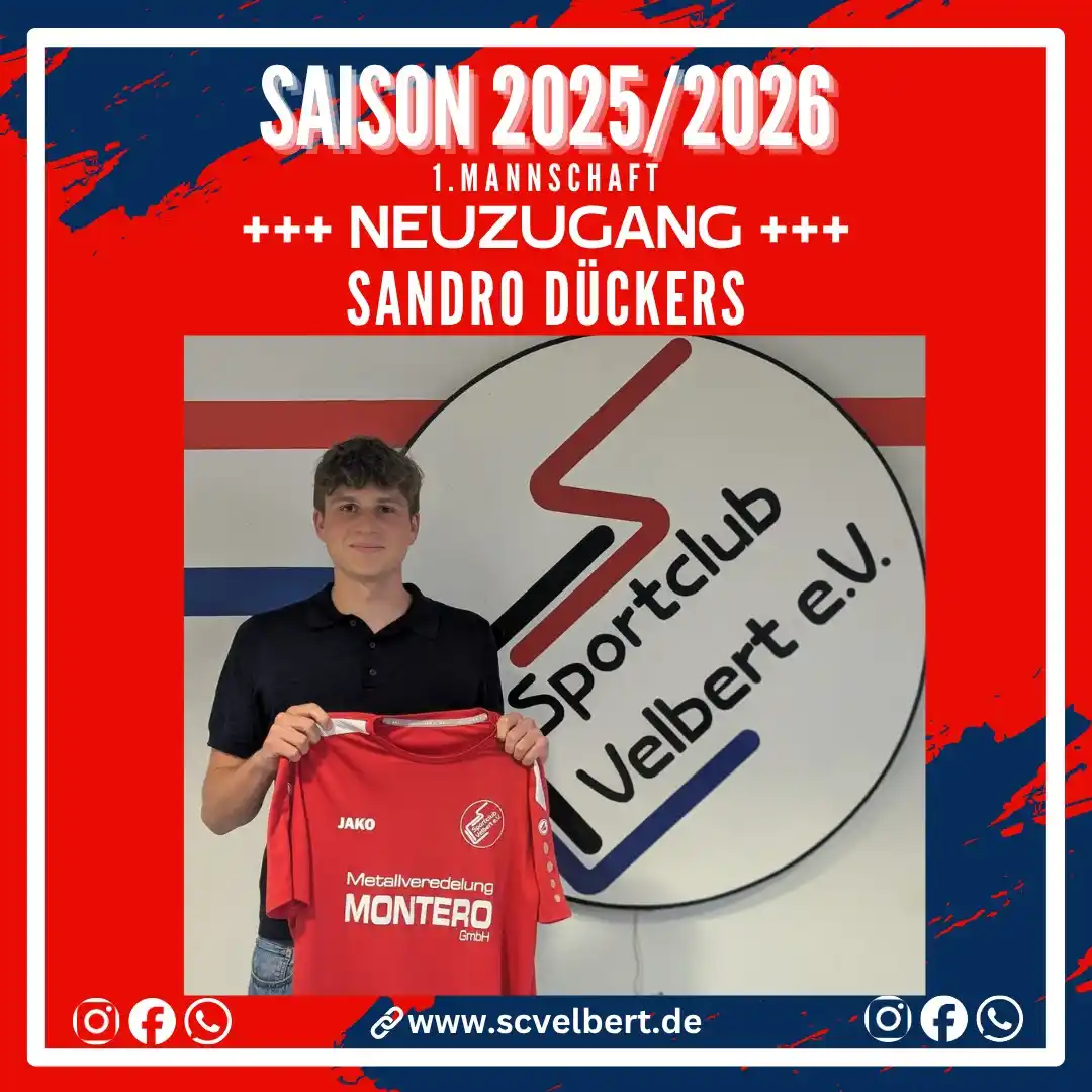 Image from SC Velbert : *🔴⚪ OFFICIAL: Sandro Dückers verstärkt unsere Defensive! ✅✍️* Mit Sa...