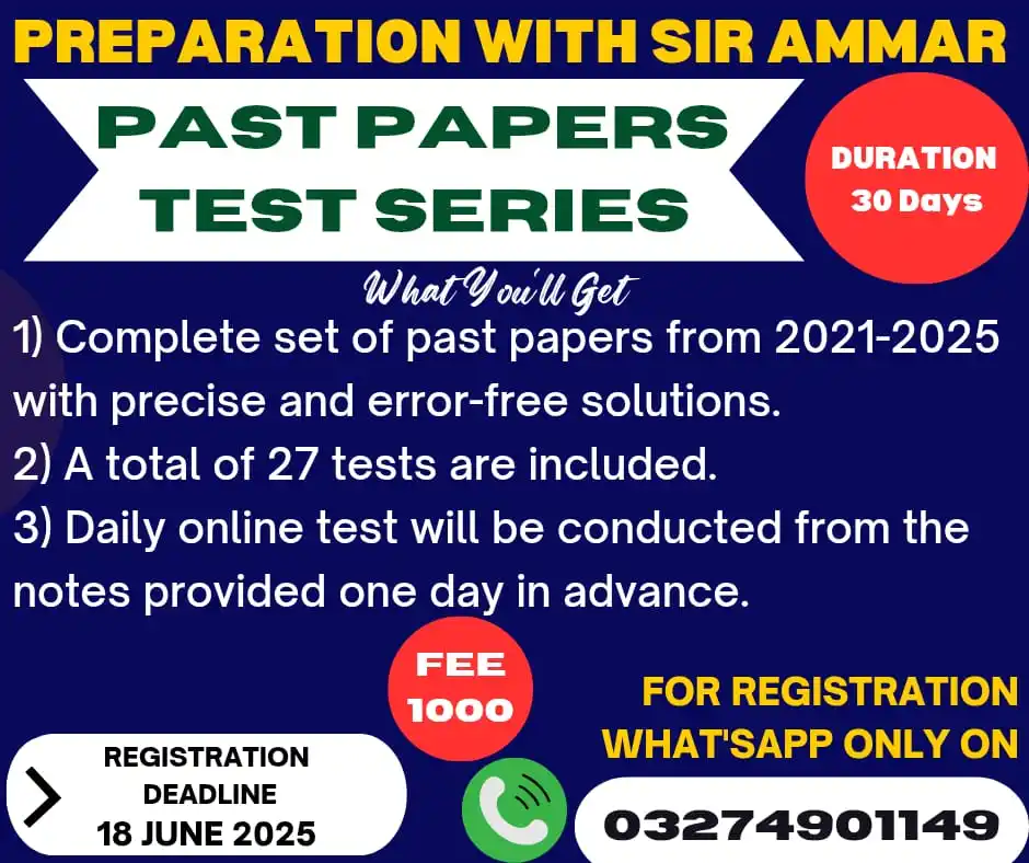 Image from Preparation With Sir Ammar PPSC FPSC PMS CSS NTS SPSC KPKSC OTS FIA GOVT Jobs GK MCQs Latest Jobs IB: *"Past Papers Test Session"* *کیا آپ PPSC کے امتحانات میں شاندار نمبر...
