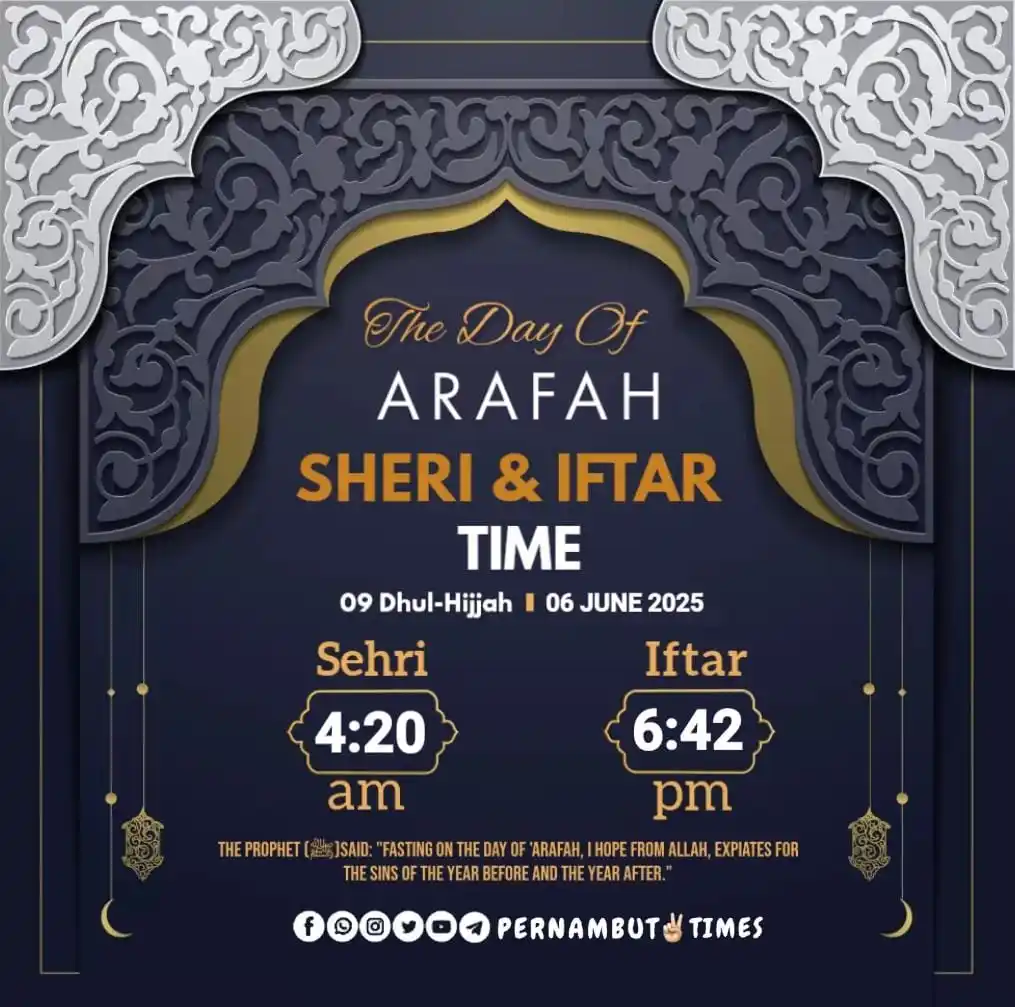 Image from PERNAMBUT✌️TIMES: ⓅⒺⓇⓃⒶⓂⒷ✌🏻ⓉⒾⓂⒺⓈ ⭕FASTING ON THE DAY OF ARAFAH⭕ 🗓️ 06 JUNE 2025 �...