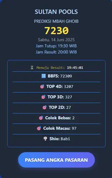 Image from MBAH GHOIB SLTGAMING: PREDIKSI SULTAN POOLS MBAH GHOIB TGL 14 Juni 2025 LINK PREDIKSI : h...