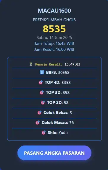 Image from MBAH GHOIB SLTGAMING: PREDIKSI TOTO MACAU 1600 / MBAH GHOIB TGL 14 Juni 2025 LINK PREDIKSI ...