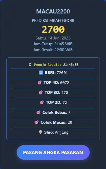 Image from MBAH GHOIB SLTGAMING: PREDIKSI TOTO MACAU 2200 / MBAH GHOIB TGL 14 Juni 2025 LINK PREDIKSI ...