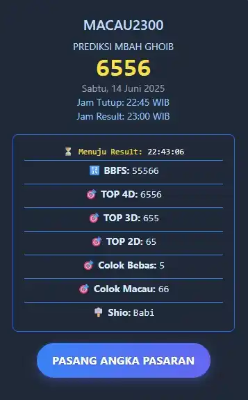 Image from MBAH GHOIB SLTGAMING: PREDIKSI TOTO MACAU 2300 / MBAH GHOIB TGL 14 Juni 2025 LINK PREDIKSI ...