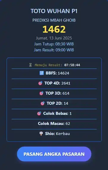 Image from MBAH GHOIB SLTGAMING: PREDIKSI TOTO WUHAN P1 MBAH GHOIB TGL 13 Juni 2025 LINK PREDIKSI : ...