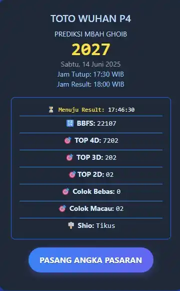 Image from MBAH GHOIB SLTGAMING: PREDIKSI TOTO WUHAN P4 MBAH GHOIB TGL 14 Juni 2025 LINK PREDIKSI : ...
