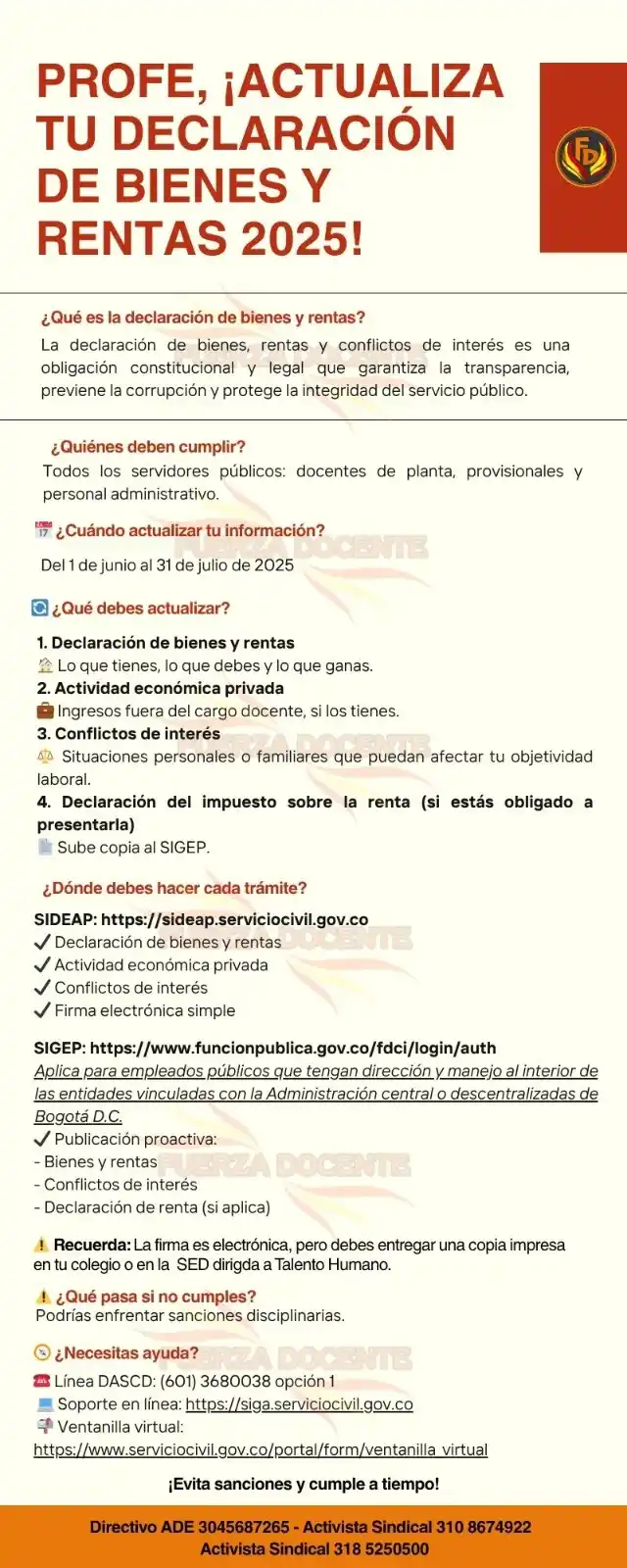 Image from FUERZA DOCENTE 🚩 FISCALÍA ADE 🇵🇸 PALESTINA LIBRE 📲🚩🏫 : 📣*Profe, no olvide actualizar su Declaración de Bienes y Rentas y de ...