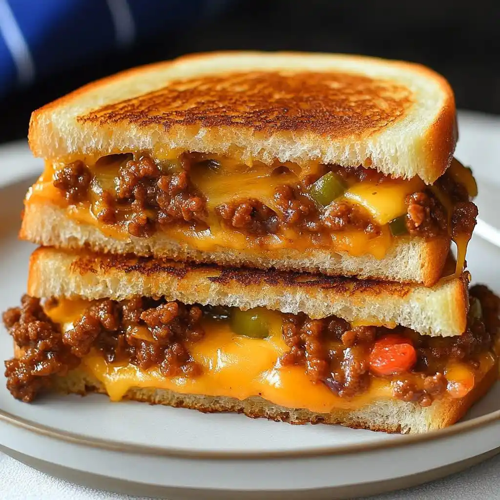 Image from Home Pride Spices: Sloppy Joe Grilled Cheese Ingredients: 1 lb ground beef 1/2 cup dic...