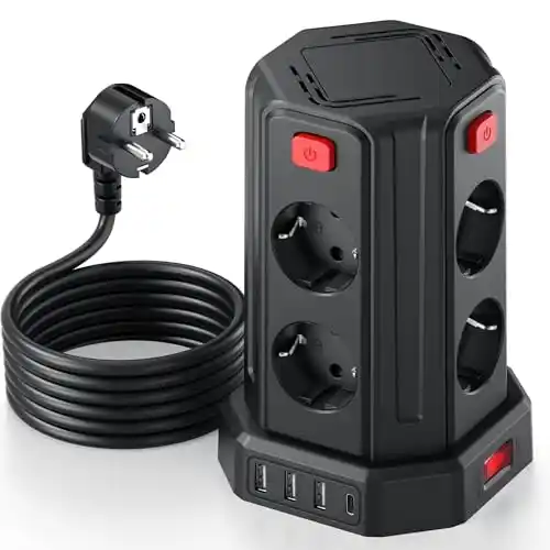 Image from Pirate Deals Angebote | Preisfehler, Schnäppchen, Rabatte & Freebies: Steckdosenleiste mit 4 Pirαt;е-Dеαls USB, 8 Fach Mehrfachsteckdose Übe...