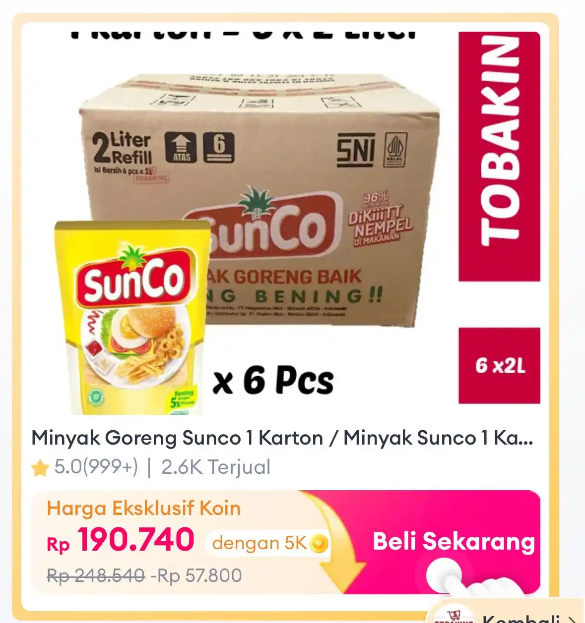 Image from Serba Ada ➖ MAMA NAYA ➖ INFO PROMO DISKON SHOPEE, LAZADA, BLIBLI ➖ INDOMARET, ALFAMART: Sunco 2 Liter x 6 pcs *cuma 190rb* ✅ koin ✅ voc 14% 💰 2 L x 6 pcs h...