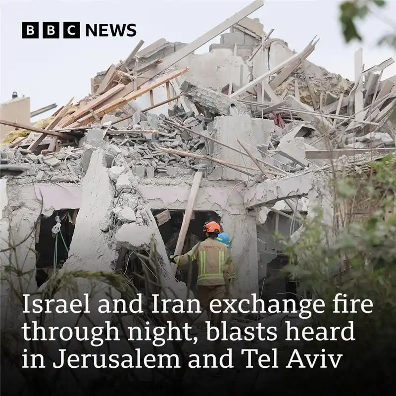 Image from BBC News US: There has been a night of intense fighting between Israel and Iran, wi...