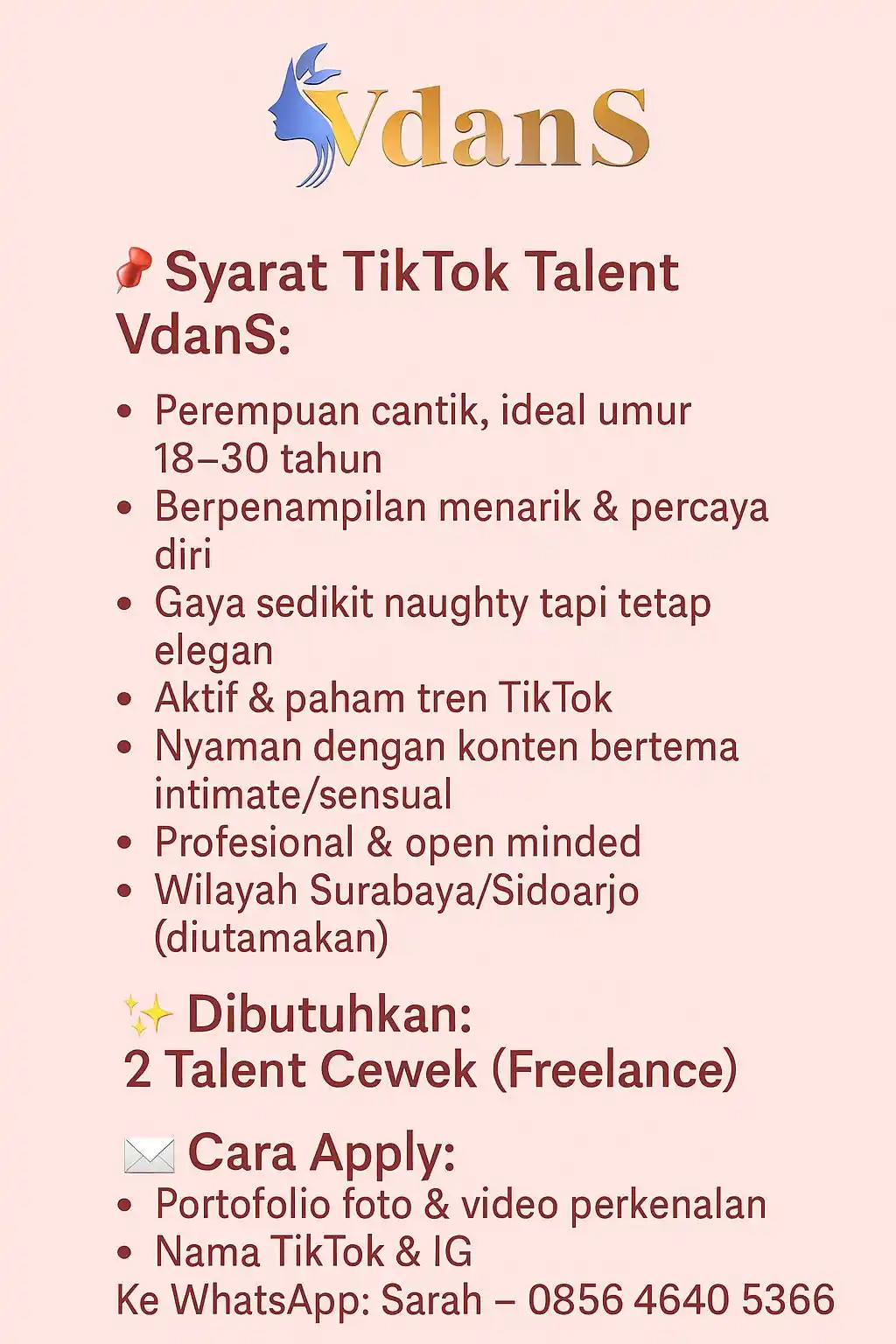Image from Loker Surabaya Dan Sekitarnya: tiktok talent sby/sda...