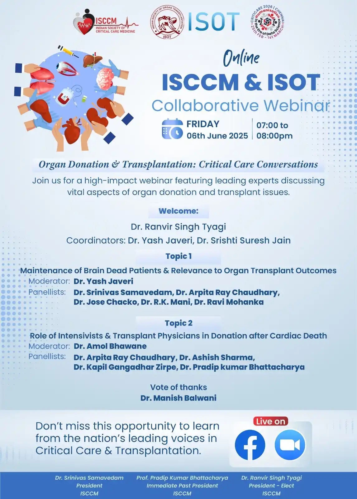 Image from ISCCM Connect: *Webinar on Organ Donation & Transplantation: Critical Care Conversati...