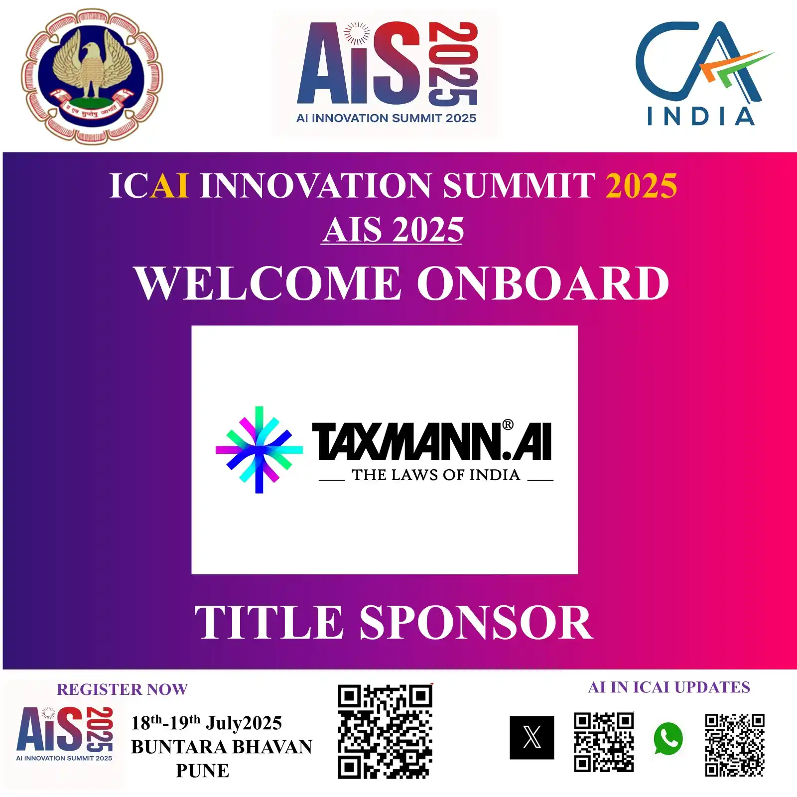 Image from AI in ICAI: 🌟 Welcome, AIS 2025 Sponsors! 🌟 A warm welcome to Taxmann AI Pvt. L...